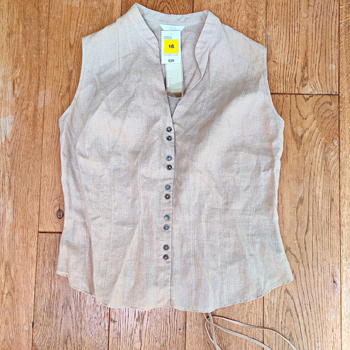 Y2k beige 100 linen v - y2k,