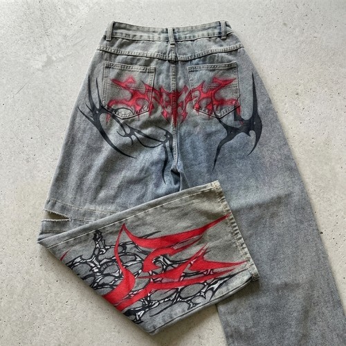 Men y2k embroidered baggy - embroidered,