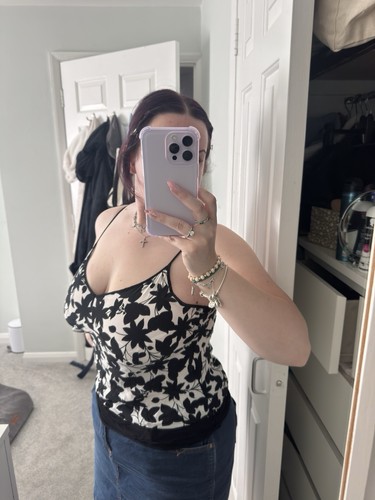 Black white floral cami - m&s,